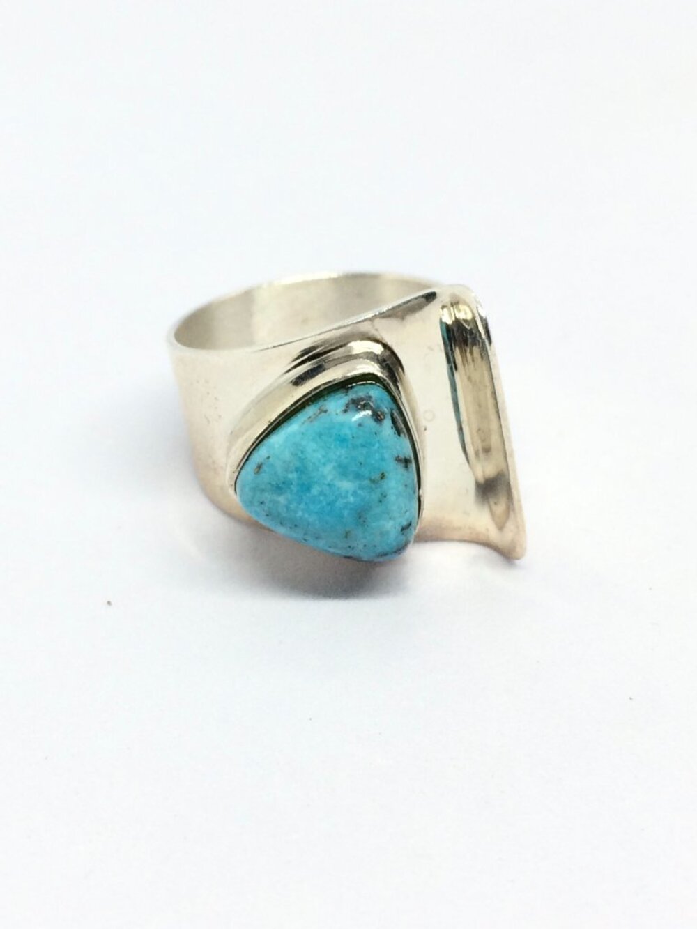 JAY KING DTR Sterling Silver Turquoise Modernist Wide Band Ring Size 10